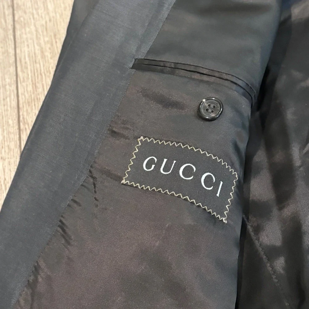 Gucci Blazer Mens 44 Grey 100% Cotton 3-Button Made in Italy Sport Coat Jacket